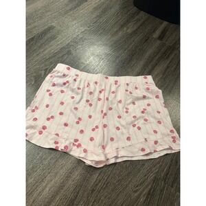 Pink Strawberry Pajama Shorts Women's Sleepwear Lounge Shorts Size L